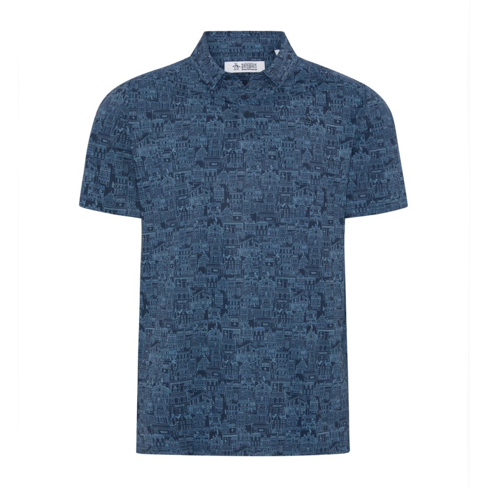 Original Penguin About Town Printed Men's Golf Polo 2026 - OGKFG028-417 Black Iris 417 M