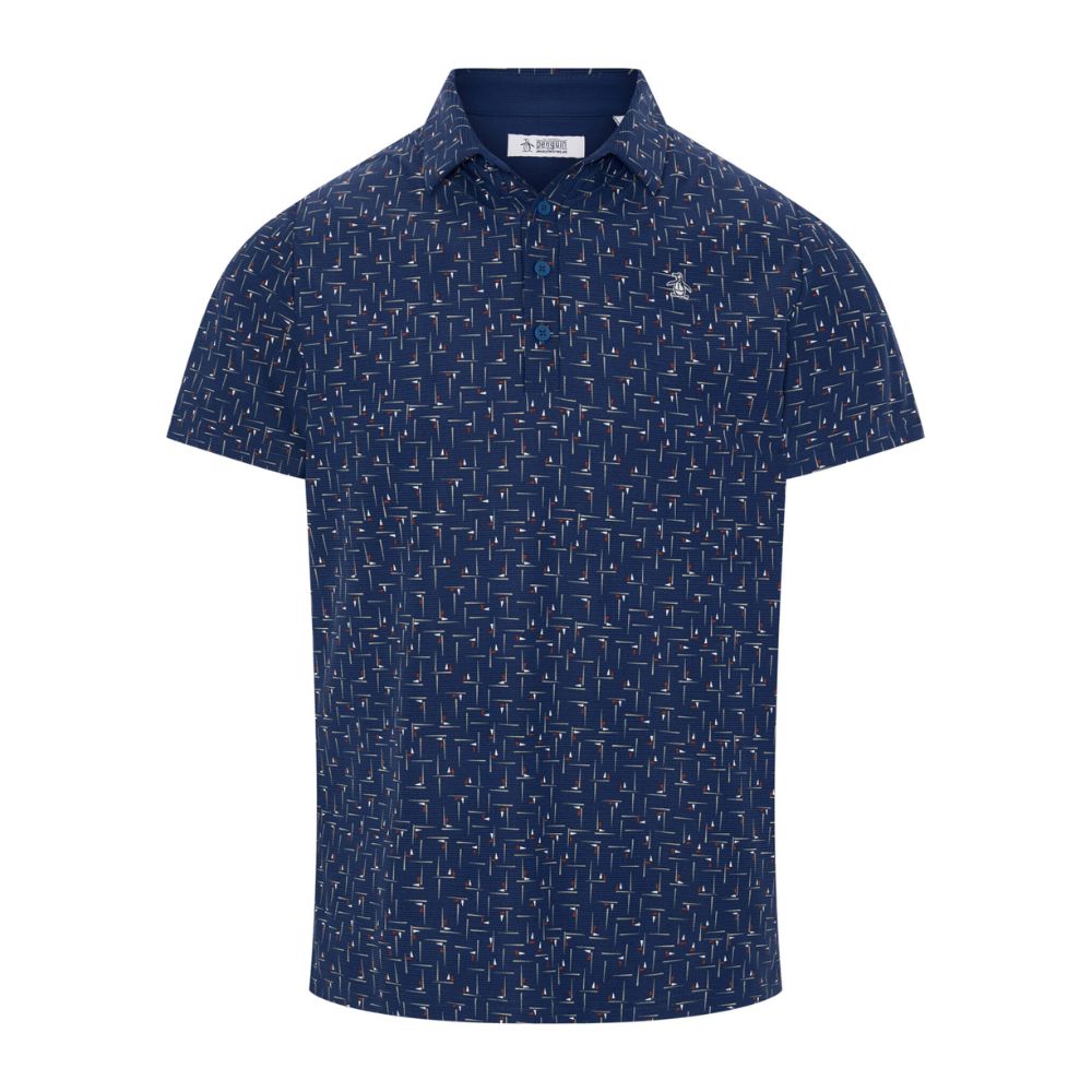 Original Penguin Archive Golf Flag Printed Men's Golf Polo 2026 - OGKFG031-404 Blue Depth 404 M
