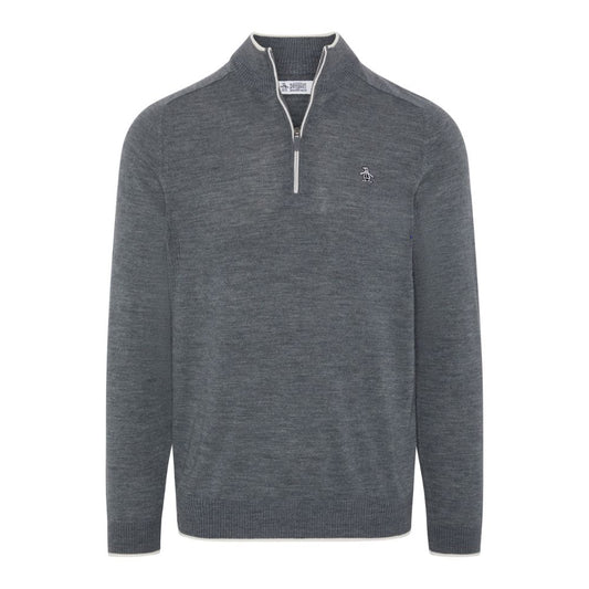 Original Penguin Heritage Mock Men's Golf Sweater 2026 - OGGFG025-072 Quiet Shade Heather 072 M