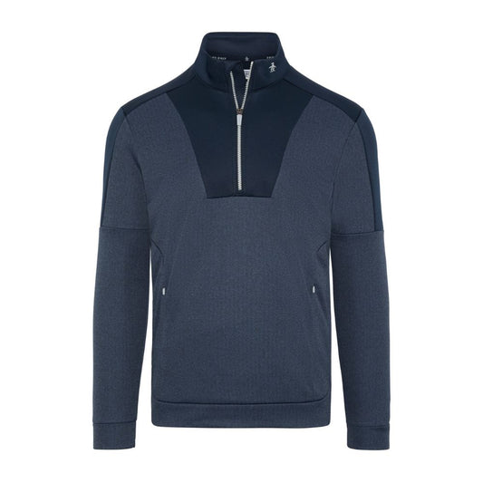 Original Penguin Midweight 1/4 Zip Colour Block Men's Golf Top 2026 - OGKFG004-413 Black Iris Heather 413 M
