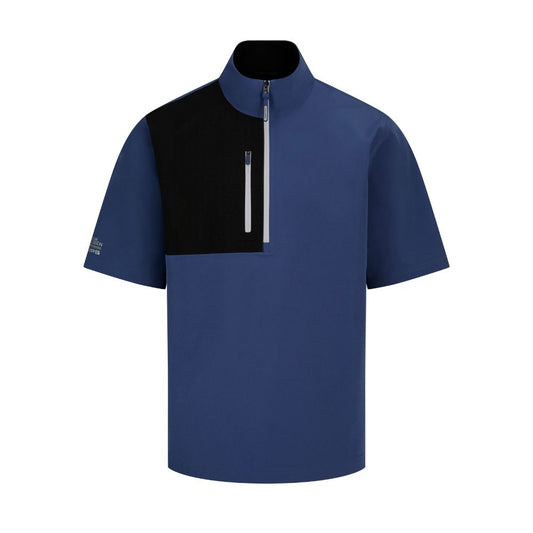 Oscar Jacobson Arlington 1/4 Zip Waterproof Men's Short Sleeve Golf Jacket 2026 - Savoy Blue / Black Savoy Blue / Black M