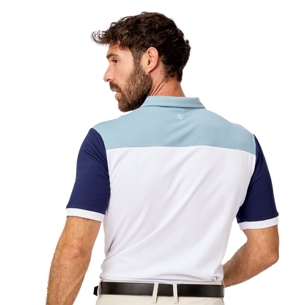 Oscar Jacobson Adelaide Men's Golf Polo Shirt 2026 - White/Skyway