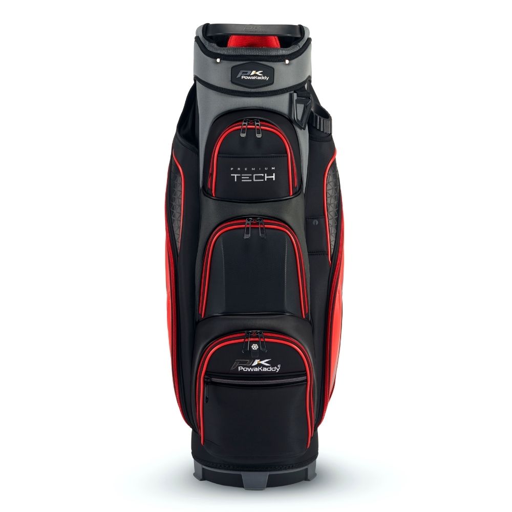 Powakaddy Premium Tech Golf Cart Bag 2024 - Gun Metal Black Red   