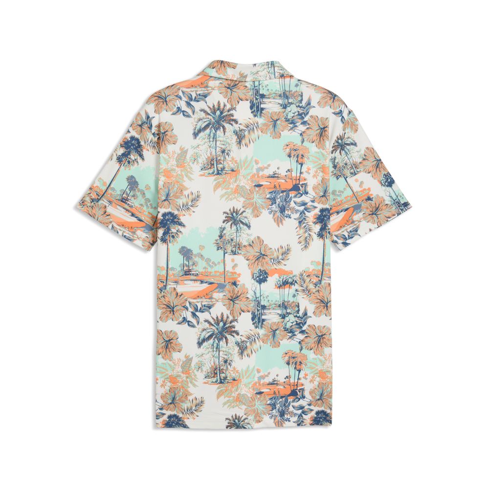 PUMA Cloudspun Palm Men's Golf Polo Shirt 2026 - Warm White / Mint Jelly / Melon Glow
