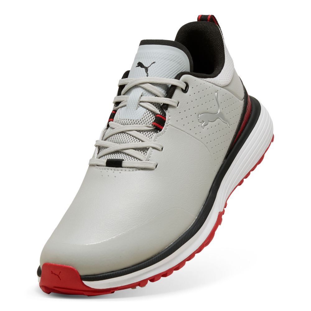 PUMA Fusion Grip ST Spiked Golf Shoes 2026 - Ash Grey / Black / Candy Apple