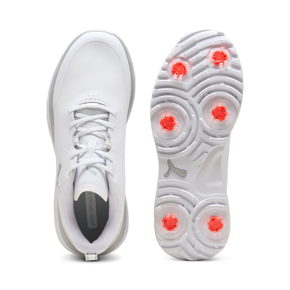 PUMA Fusion Grip ST Spiked Golf Shoes 2026 - White / Silver / Ash Grey