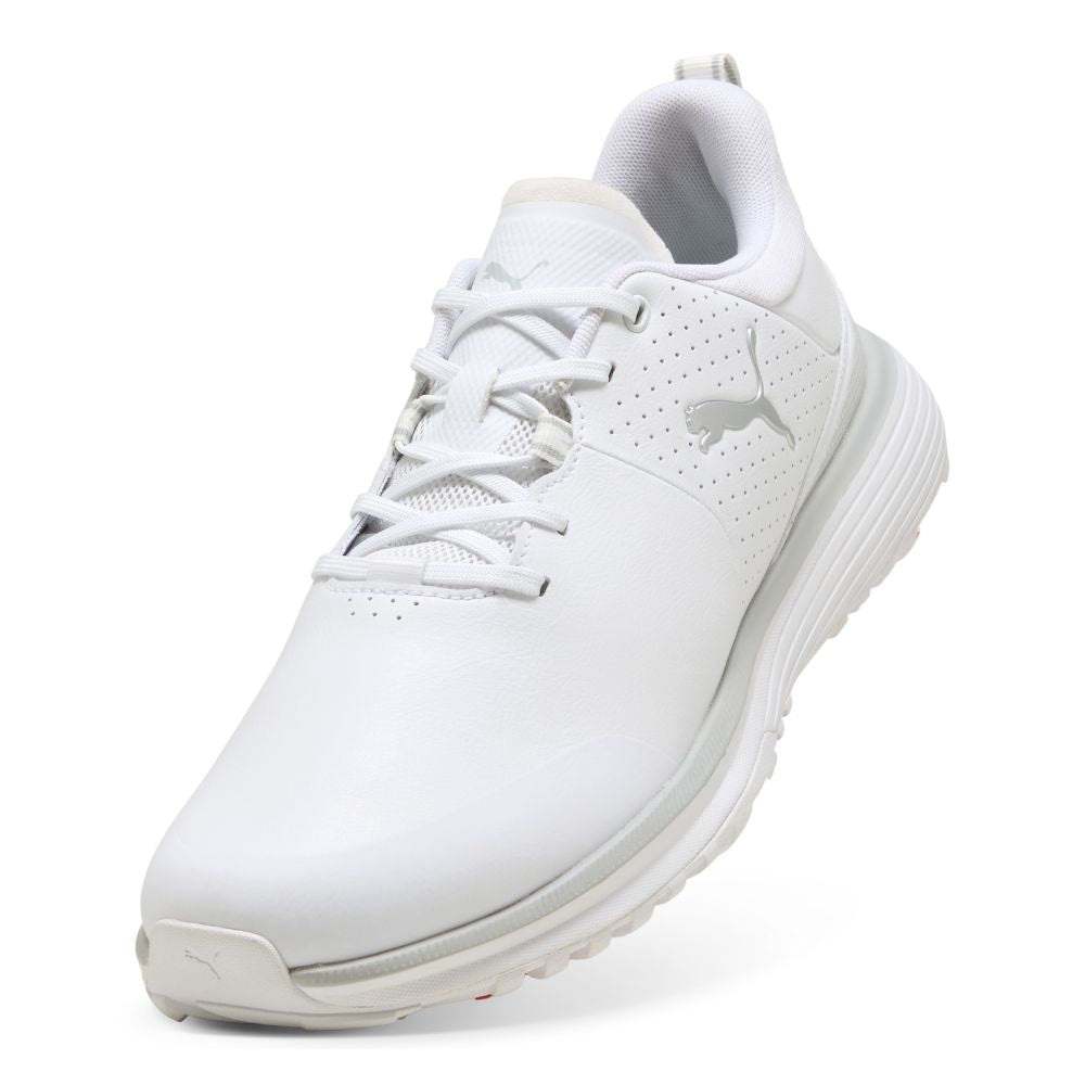PUMA Fusion Grip ST Spiked Golf Shoes 2026 - White / Silver / Ash Grey