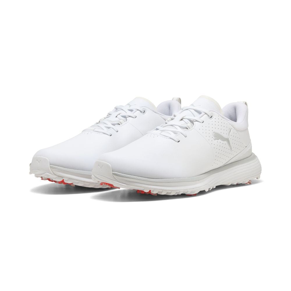 PUMA Fusion Grip ST Spiked Golf Shoes 2026 - White / Silver / Ash Grey