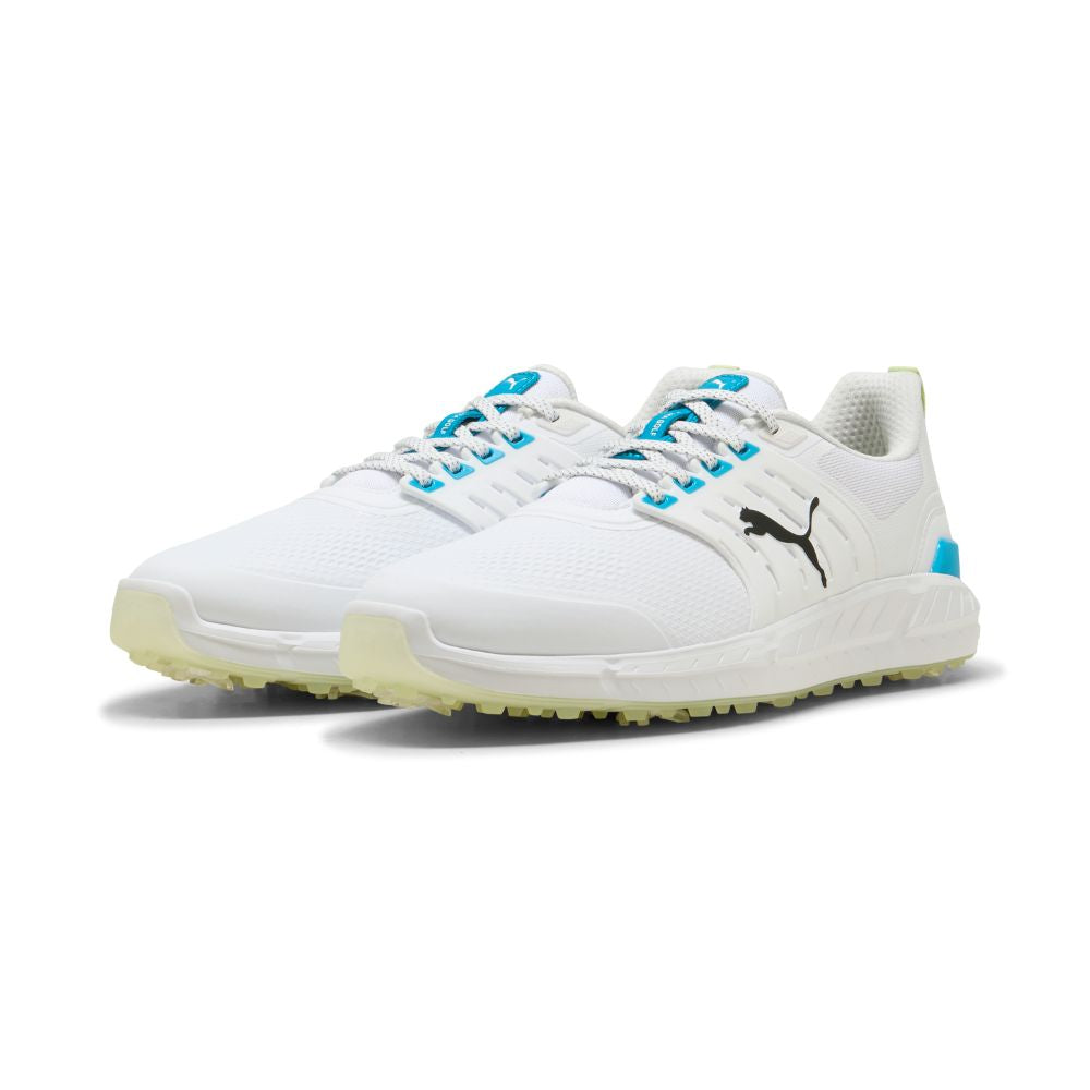 PUMA IGNITE Elevate 2 Tour Spiked Golf Shoe 2026 - White / Apple Spritz / Speed Blue