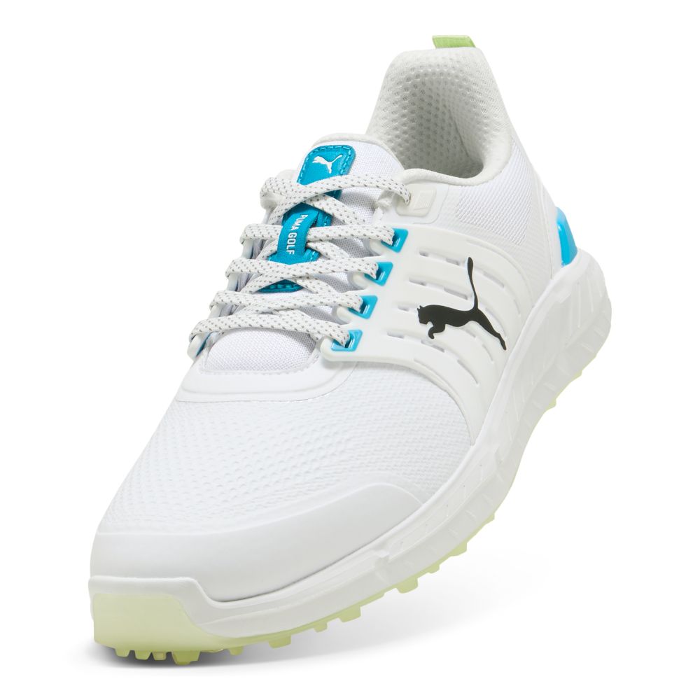 PUMA IGNITE Elevate 2 Tour Spiked Golf Shoe 2026 - White / Apple Spritz / Speed Blue