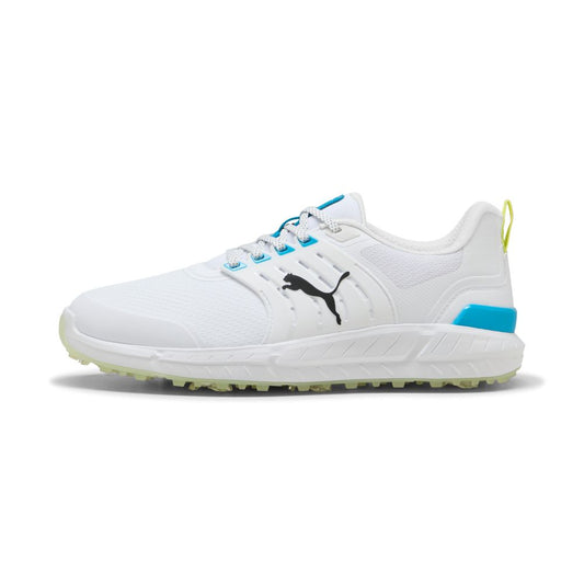 PUMA IGNITE Elevate 2 Tour Spiked Golf Shoes 2026 - White / Apple Spritz / Speed Blue