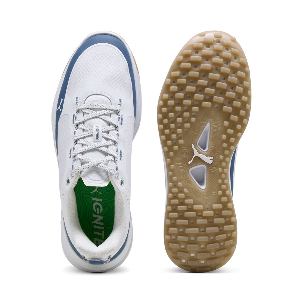 PUMA IGNITE Elevate X Spikeless Golf Shoes 2026 - White / Dark Indigo