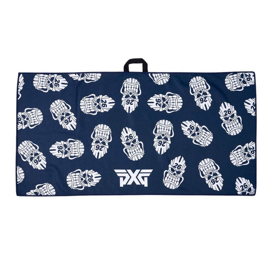 PXG Darkness Tiki Skull Players Golf Towel 2025 Navy / White