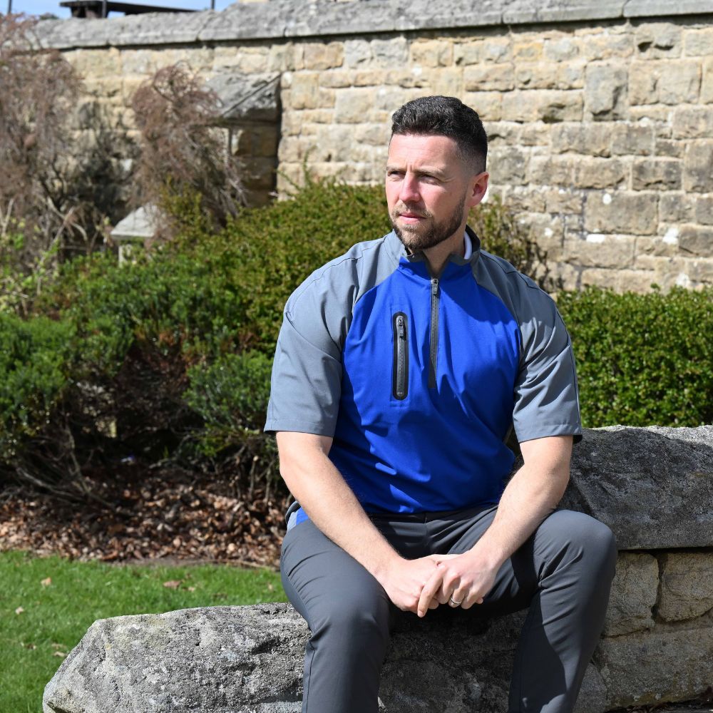 ProQuip Chinook Water Repellent Half Sleeve Top - Magnetic Blue / Grey