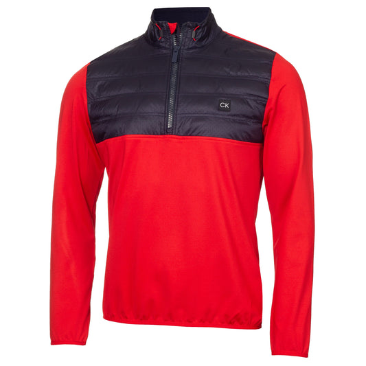 Calvin Klein Rangewood 1/2 Zip Hybrid Pullover Golf Top CKMS24890 - Red Red M
