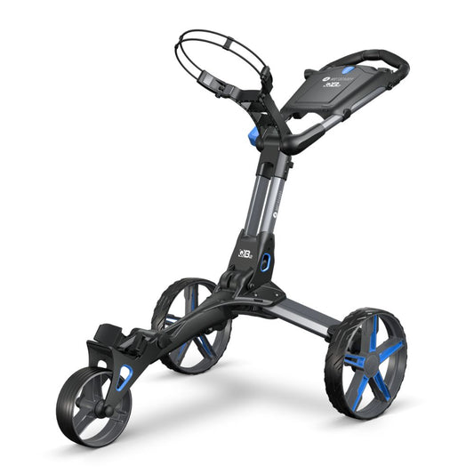 Motocaddy QB2 Cube Compact Folding Push Golf Trolley 2025 - Charcoal / Blue Charcoal / Blue