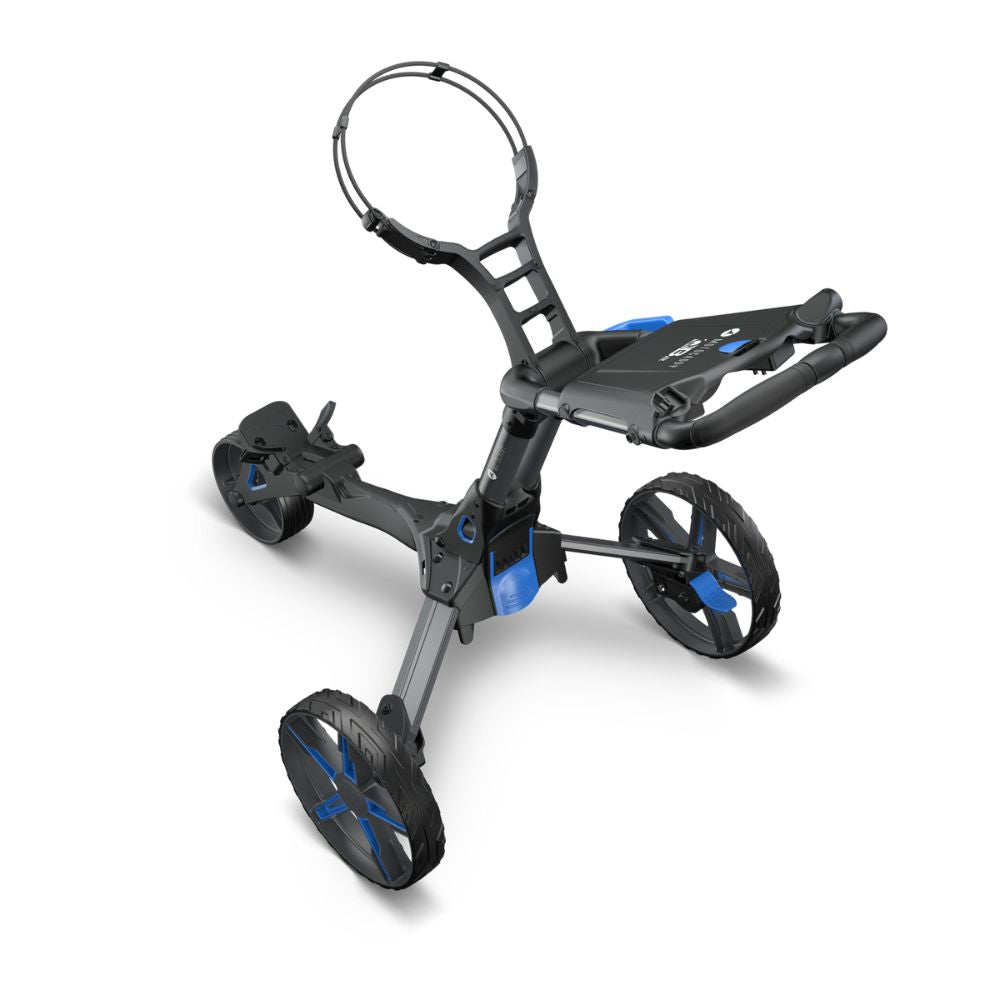 Motocaddy QB2 Compact Folding Push Golf Trolley 2025 - Charcoal / Blue