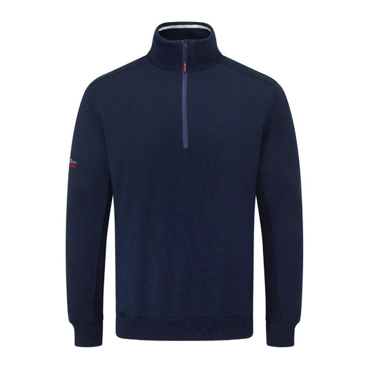 Oscar Jacobson Rumsey 1/4 Zip Mens Merino Lined Pullover Golf Top - Navy Navy M