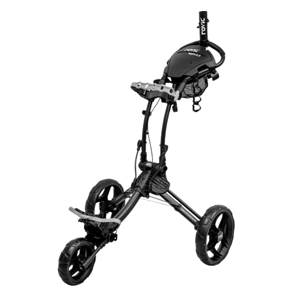 Rovic RV1C 2.0 3 Wheeled Golf Push Trolley + Free Umbrella Holder Charcoal/Black