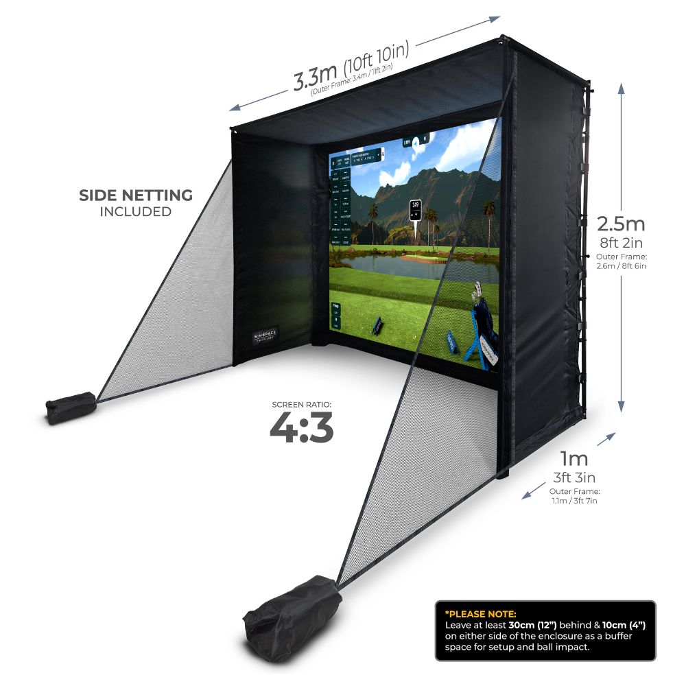 SimSpace SLIM Golf Simulator Enclosure (3.3m Wide)