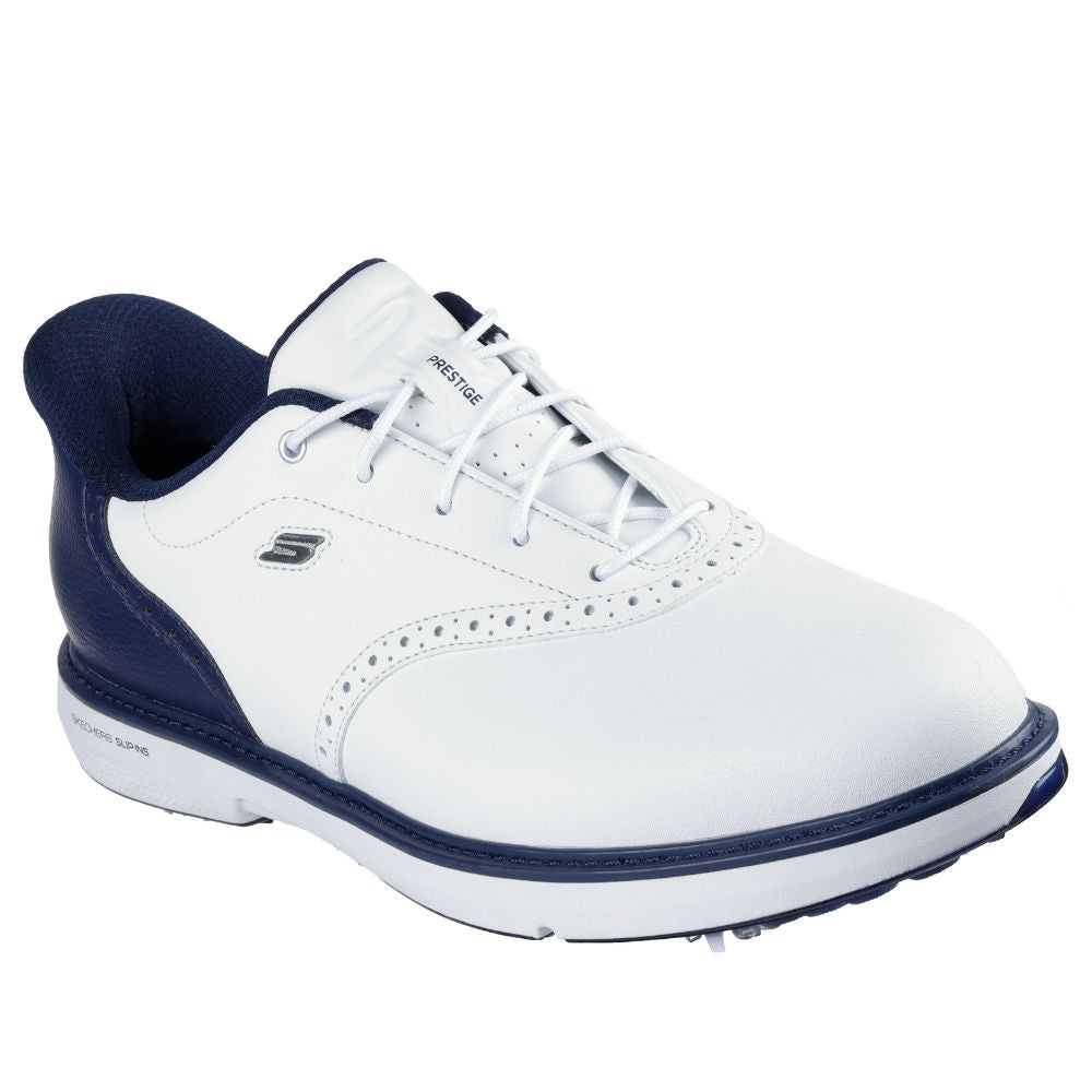 Skechers Prestige Spiked Golf Shoes 2026 - 214125 - White / Navy