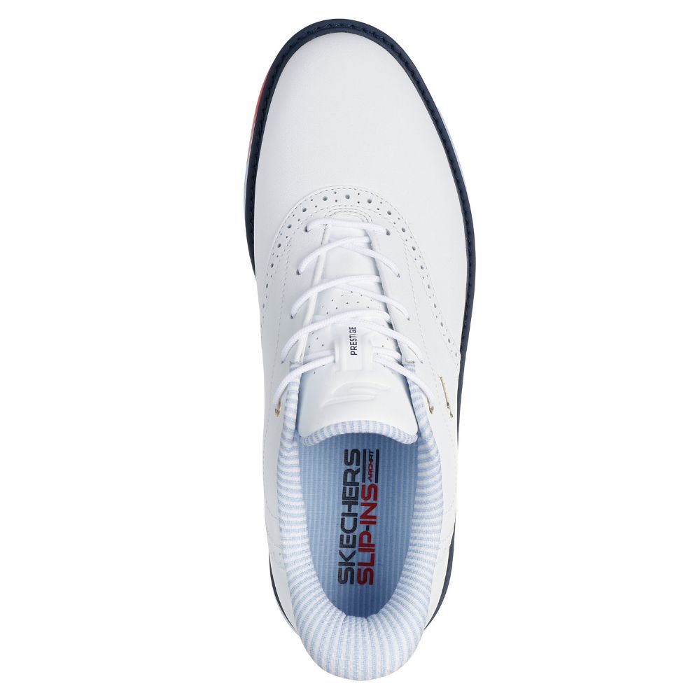 Skechers Prestige Spiked Golf Shoes 2026 - 214125 - White / Navy / Red