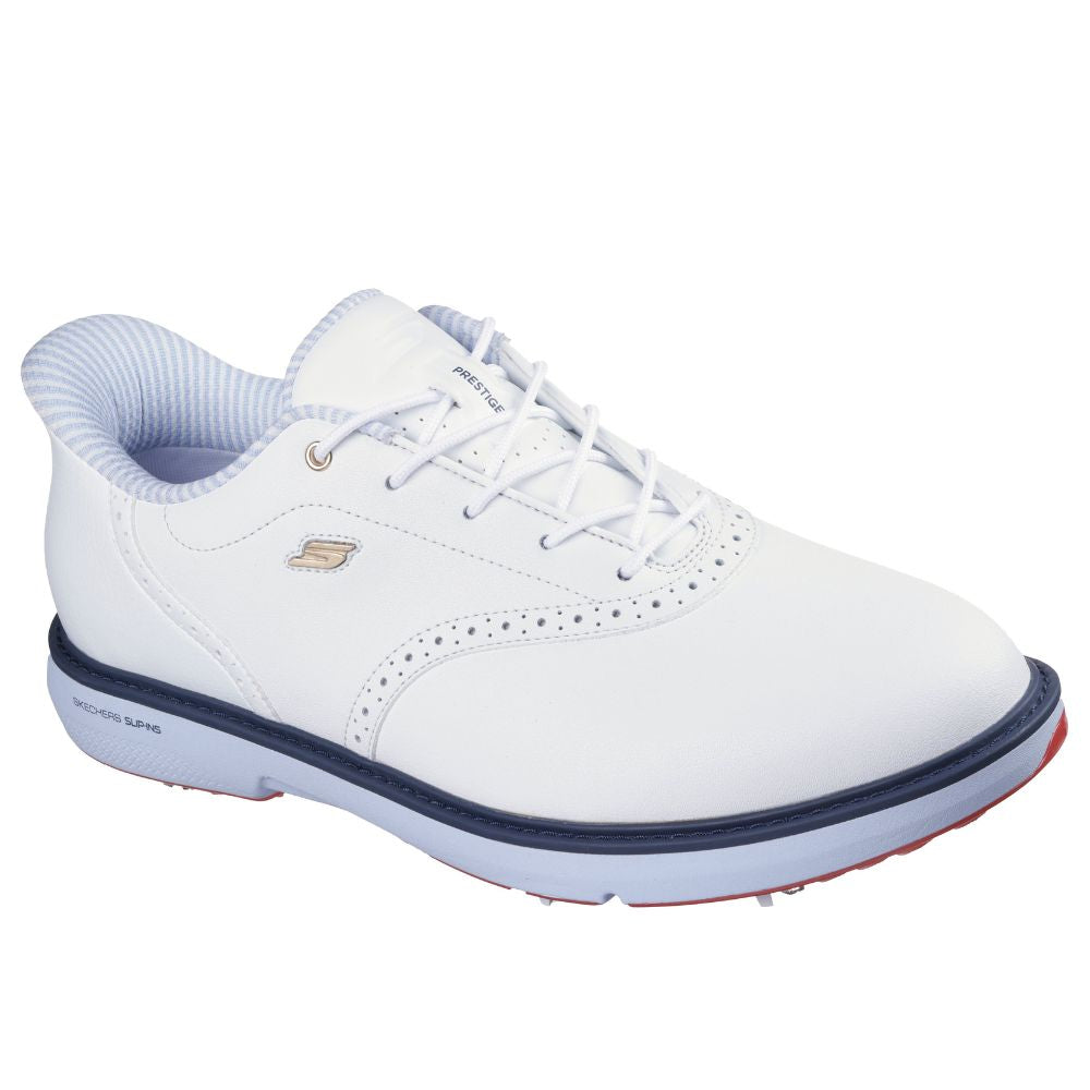 Skechers Prestige Spiked Golf Shoes 2026 - 214125 - White / Navy / Red