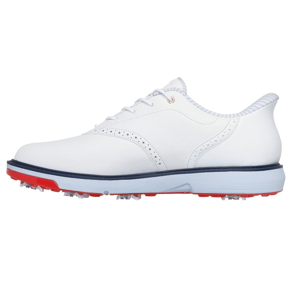 Skechers Prestige Spiked Golf Shoes 2026 - 214125 - White / Navy / Red