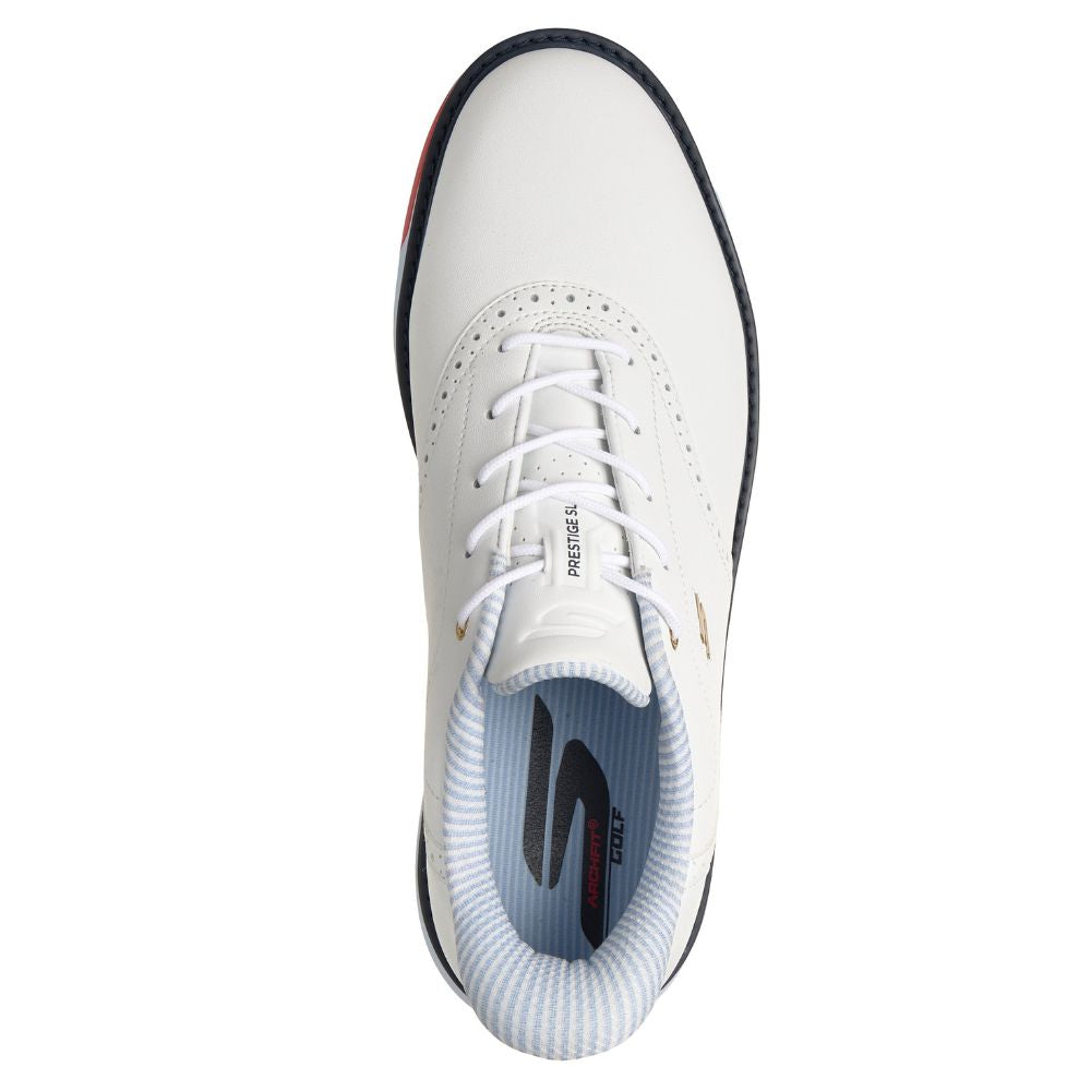 Skechers Prestige Spikeless Golf Shoes 2026 - 214126 - White / Navy / Red