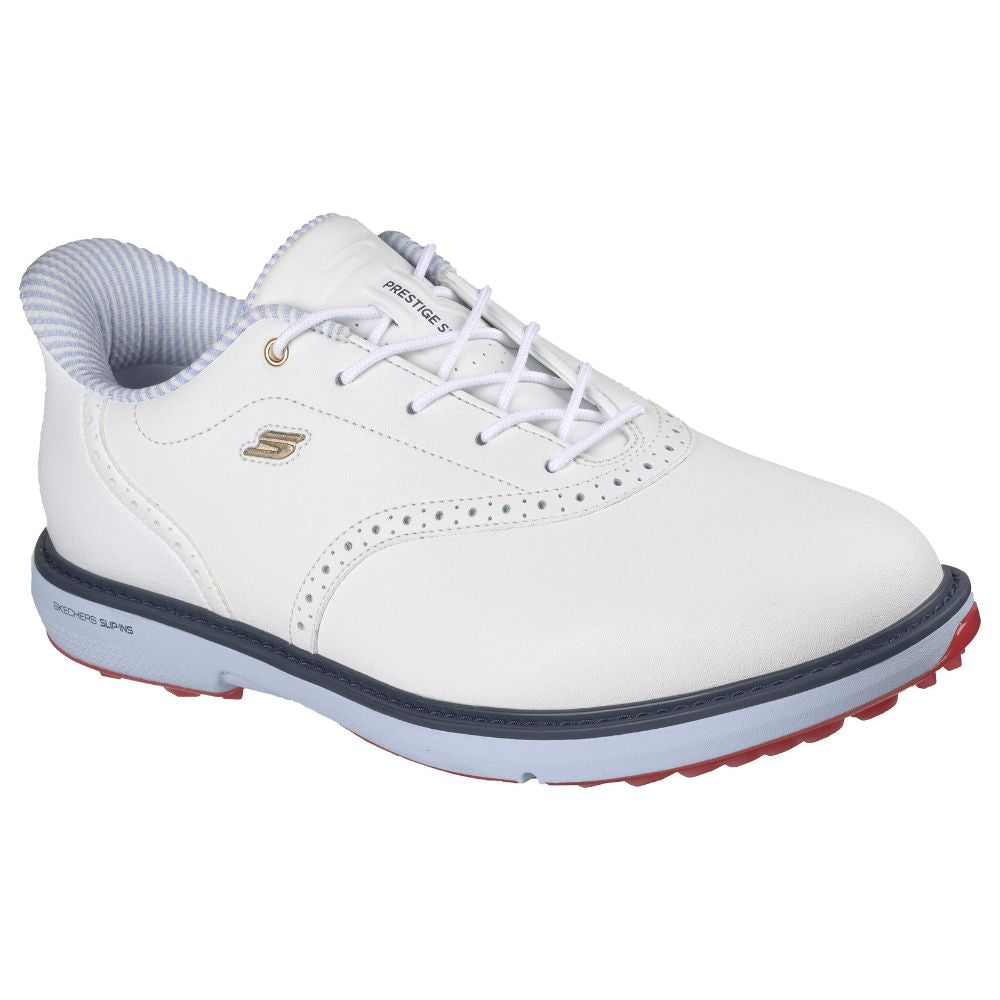 Skechers Prestige Spikeless Golf Shoes 2026 - 214126 - White / Navy / Red