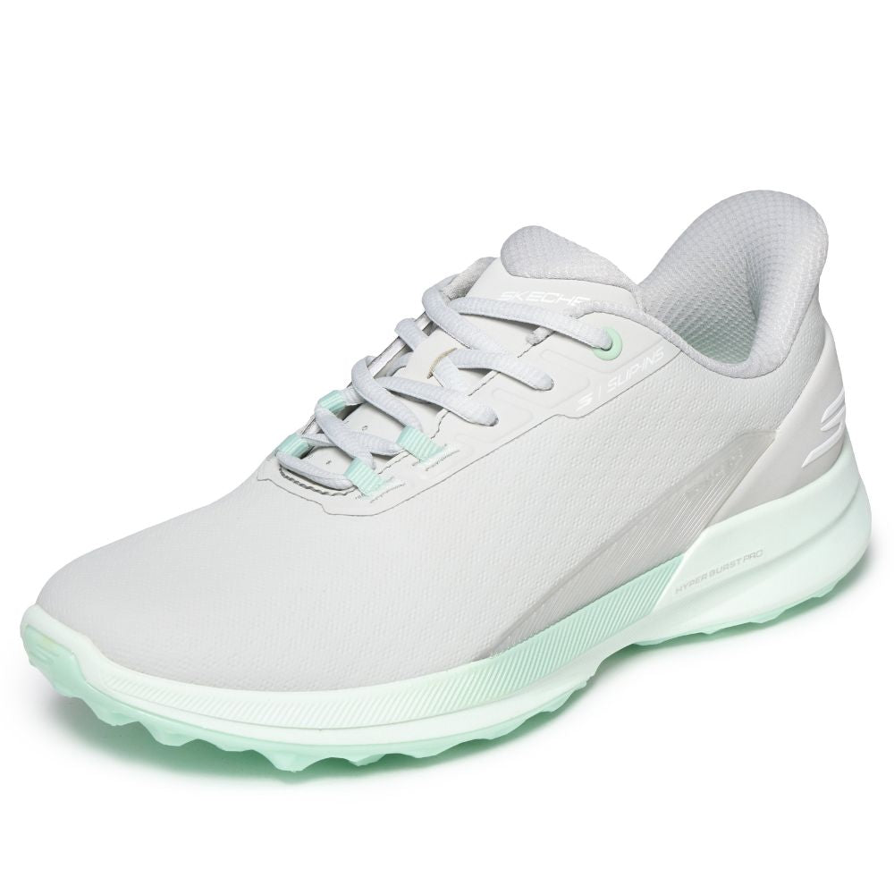 Skechers Pure Slip-In Spikeless Ladies Golf Shoes 2026 - 123147 - Light Grey / Aqua