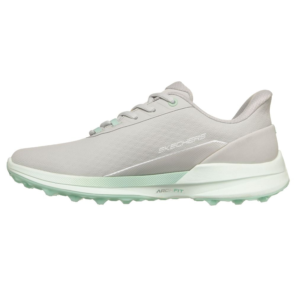 Skechers Pure Slip-In Spikeless Ladies Golf Shoes 2026 - 123147 - Light Grey / Aqua