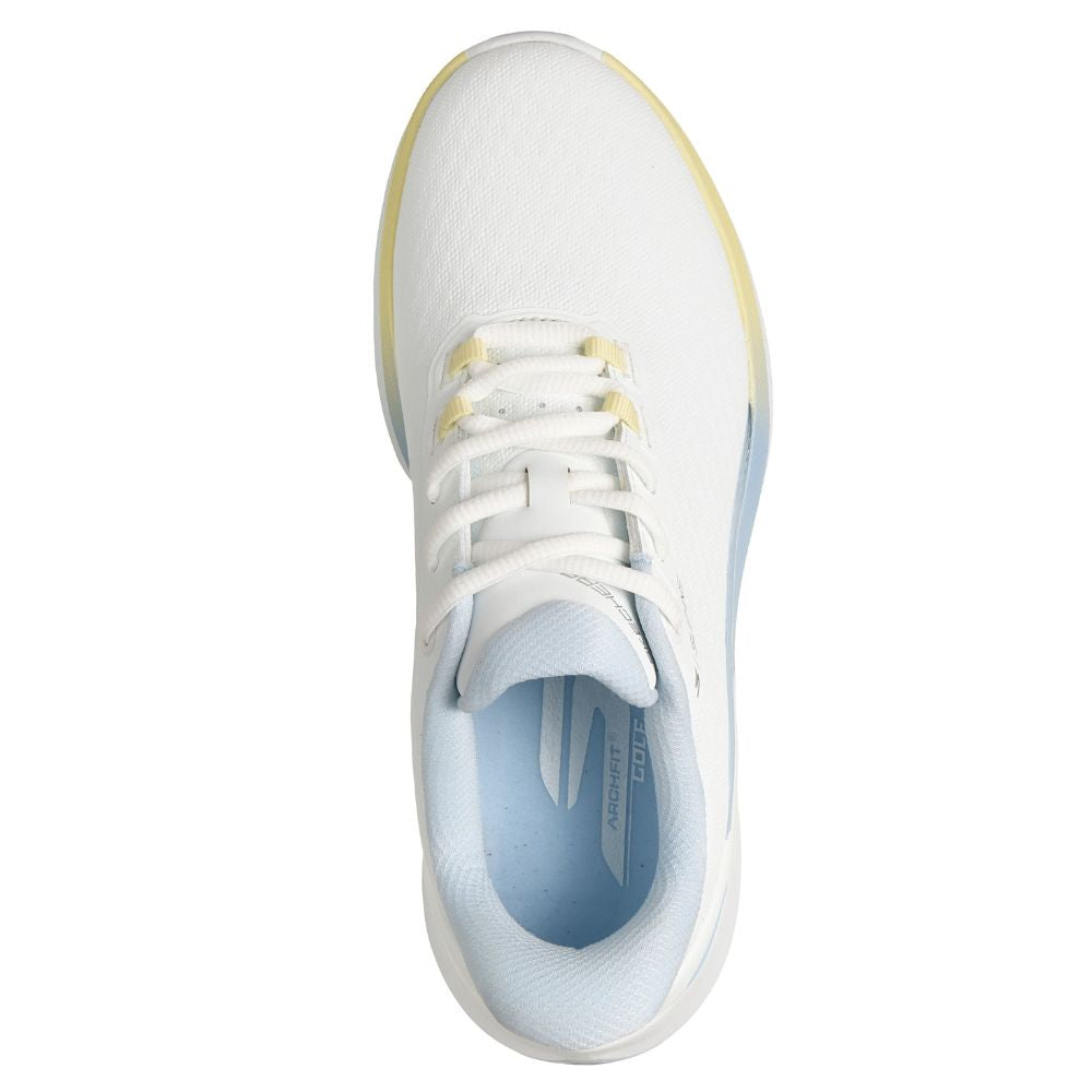 Skechers Pure Slip-In Spikeless Ladies Golf Shoes 2026 - 123147 - White / Light Blue / Yellow