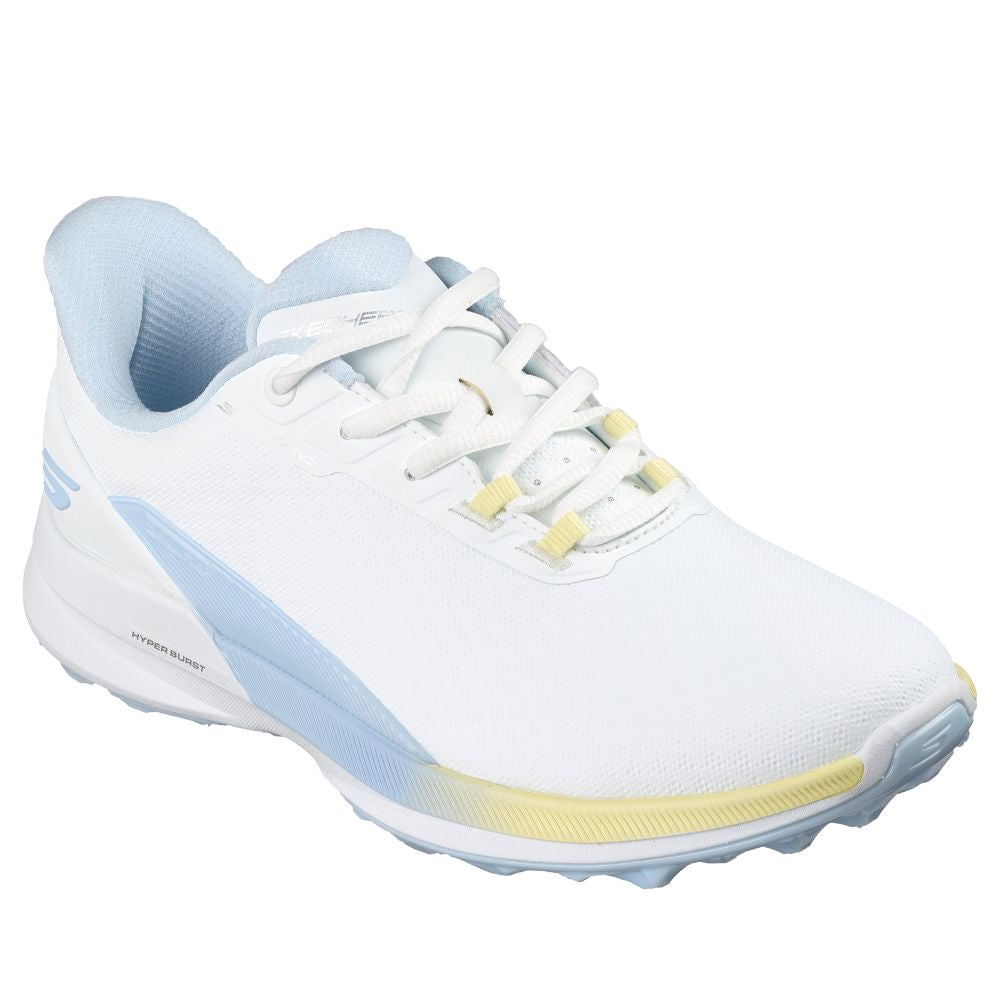 Skechers Pure Slip-In Spikeless Ladies Golf Shoes 2026 - 123147 - White / Light Blue / Yellow