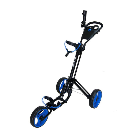 Skymax Qwik Fold 3.0 3 Wheel Golf Trolley - Charcoal / Blue + Free Gift Charcoal / Blue