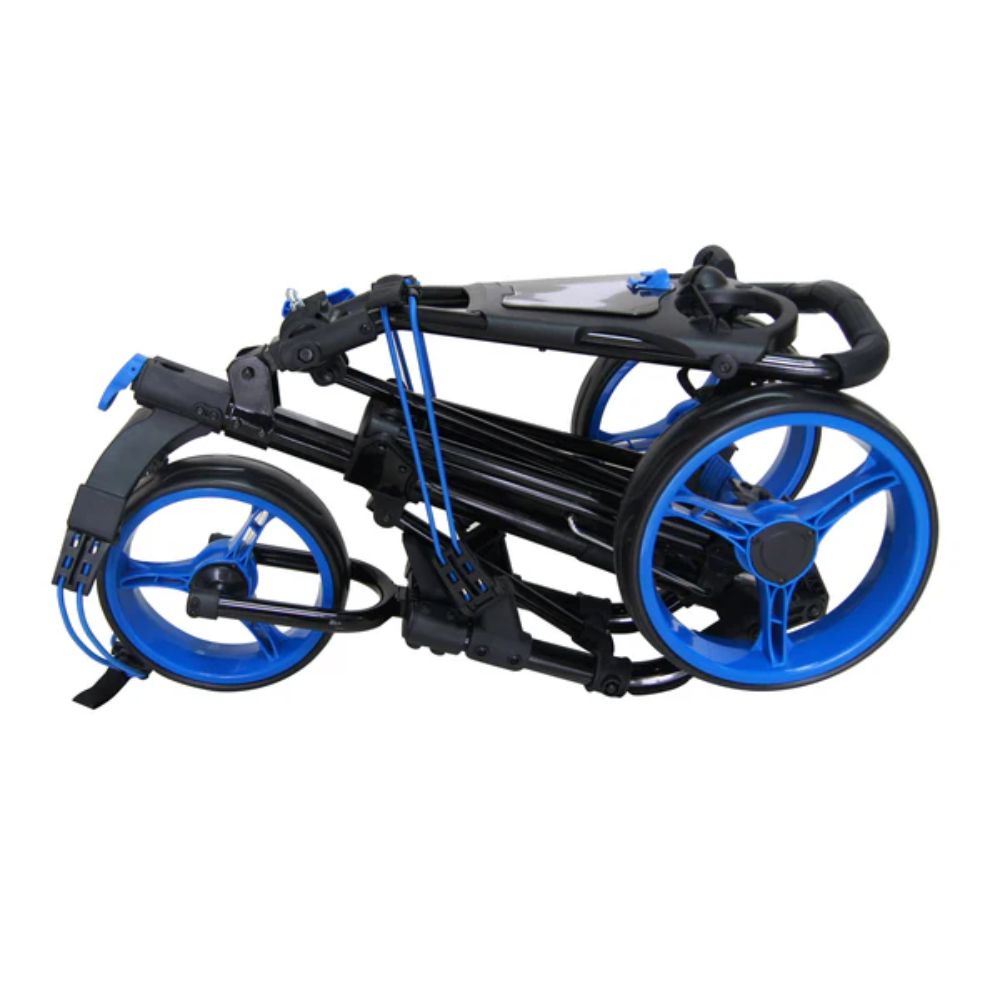 Skymax Qwik Fold 3.0 3 Wheel Golf Trolley - Charcoal / Blue + Free Gift
