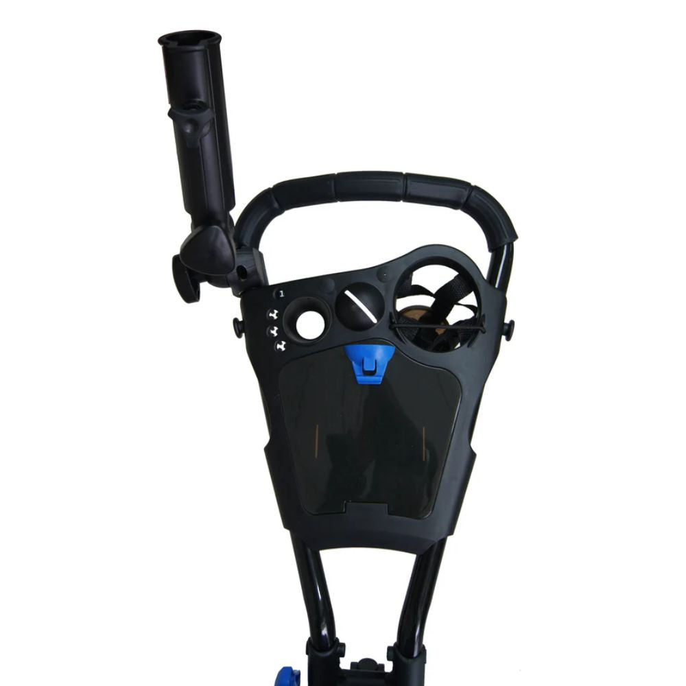 Skymax Qwik Fold 3.0 3 Wheel Golf Trolley - Charcoal / Blue + Free Gift
