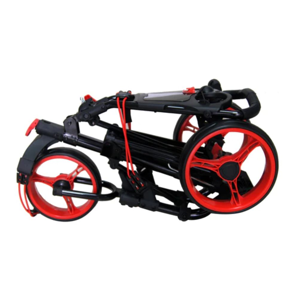 Skymax Qwik Fold 3.0 3 Wheel Golf Trolley - Charcoal / Red + Free Gift