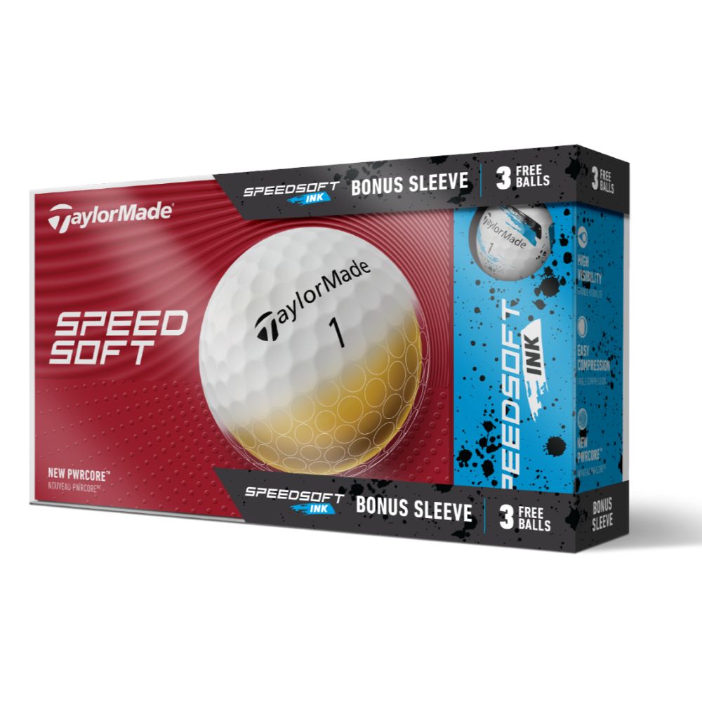 TaylorMade SpeedSoft Golf Balls Plus Bonus Sleeve - 3 Free Ink Balls White