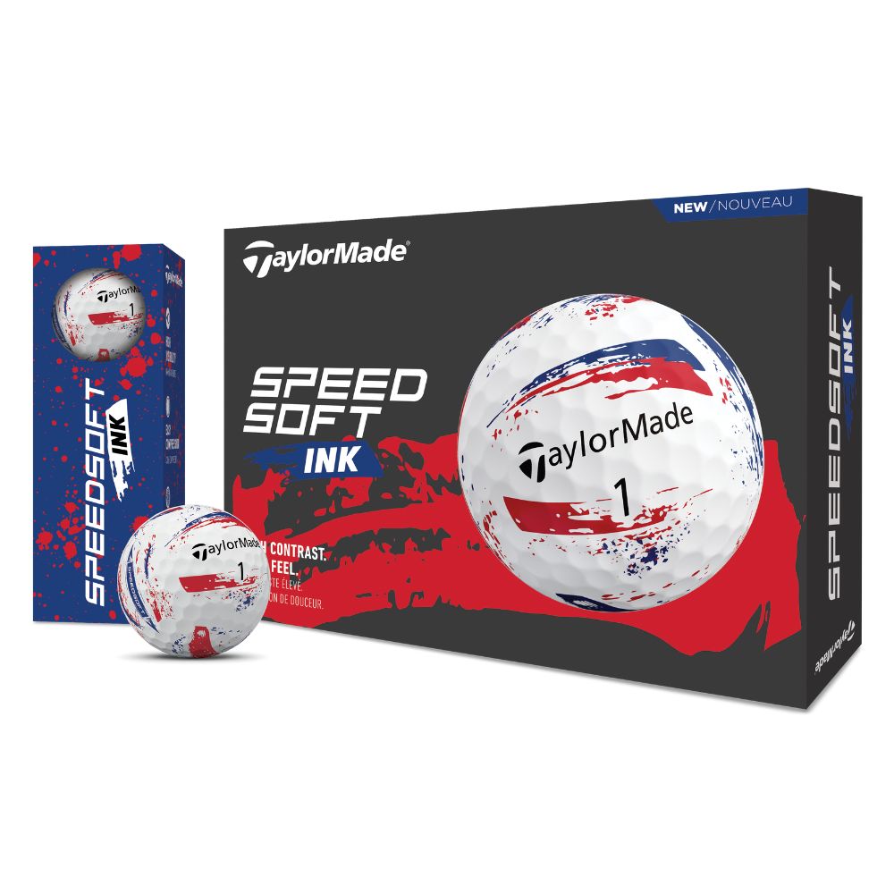TaylorMade SpeedSoft Ink Golf Balls 2026 - Ink Blue / Red