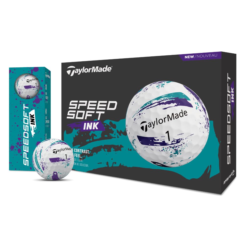 TaylorMade SpeedSoft Ink Golf Balls 2026 - Ink Purple / Teal