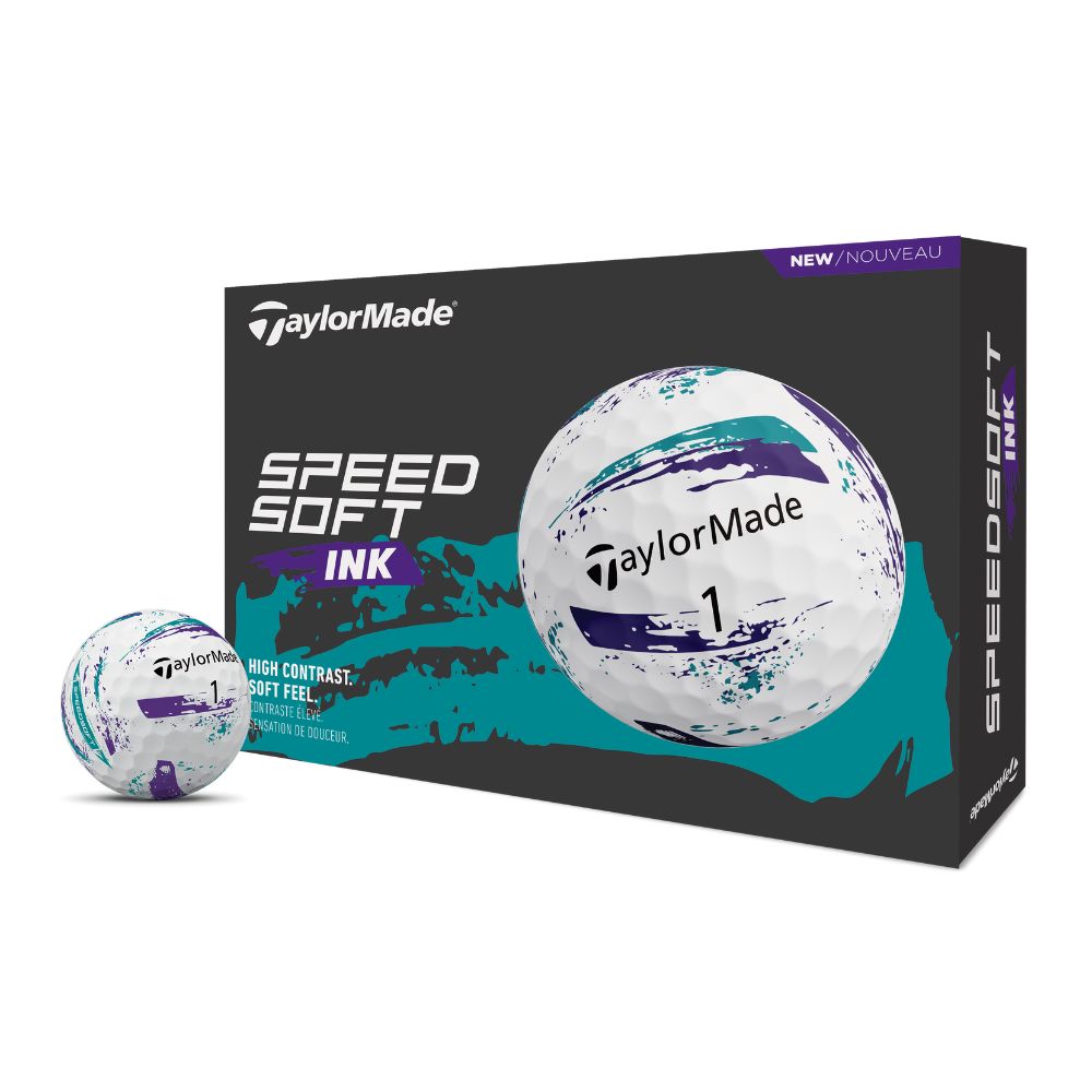 TaylorMade SpeedSoft Ink Golf Balls 2026 - Ink Purple / Teal