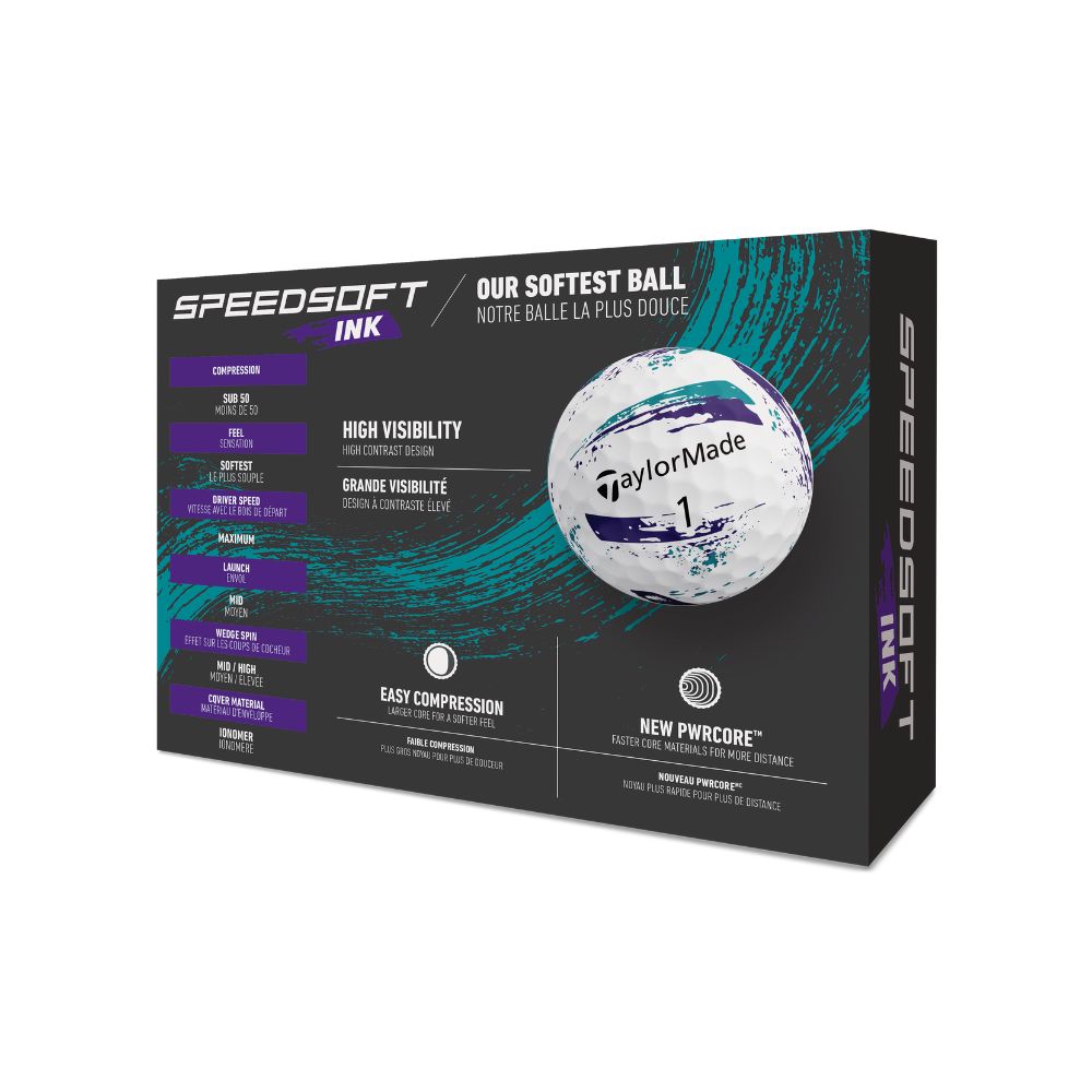 TaylorMade SpeedSoft Ink Golf Balls 2026 - Ink Purple / Teal