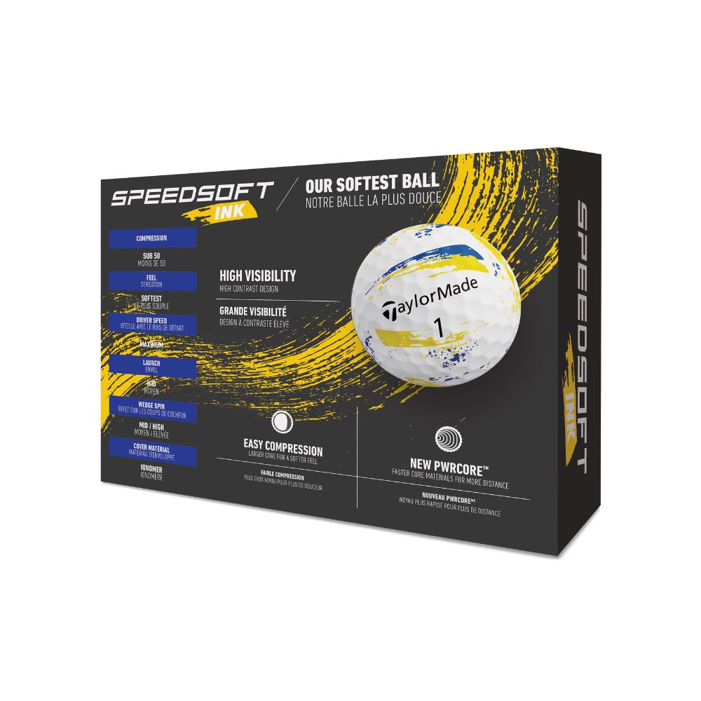 TaylorMade SpeedSoft Ink Golf Balls 2026 - Ink Yellow / Blue