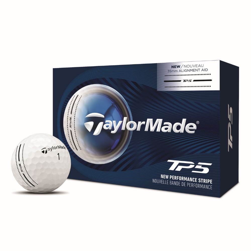 TaylorMade TP5 Performance Stripe Golf Balls 2026 - Half Dozen White