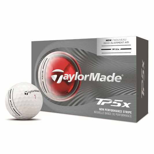 TaylorMade TP5x Performance Stripe Golf Balls 2026 - Half Dozen White