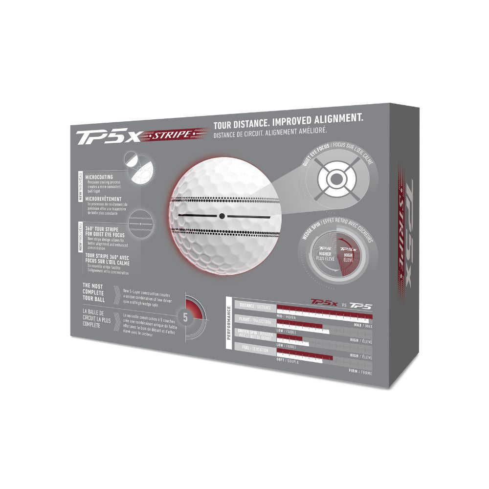 TaylorMade TP5x Stripe Golf Balls 2026 - White - 4 FOR 3 OFFER
