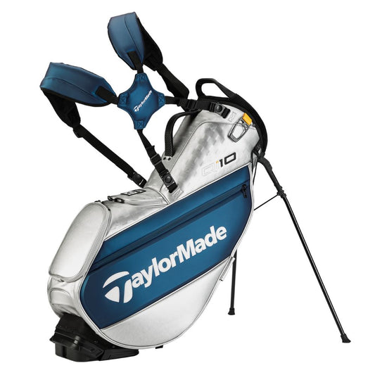 TaylorMade Golf Qi10 Tour Players Staff Stand Bag 2024 Silver/Blue  