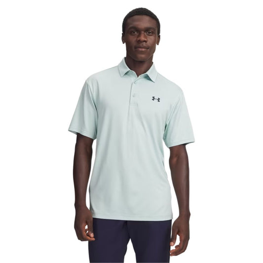 Under Armour Drive Jacquard Men's Golf Polo Shirt 2026 - 1389846-477 Enamel Blue / Illusion Green / Midnight Navy M
