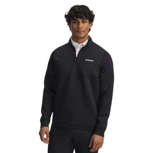 Under Armour Drive Pro Hybrid 1/2 Zip Mens Golf Top 2025 - 6005666-010 Black / Black 010 M